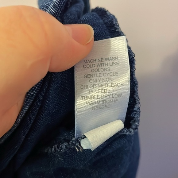 J. Jill Pure Jill Indigo Mini Shift Dress Denim Look Asymmetrical Back size S - Picture 9 of 16